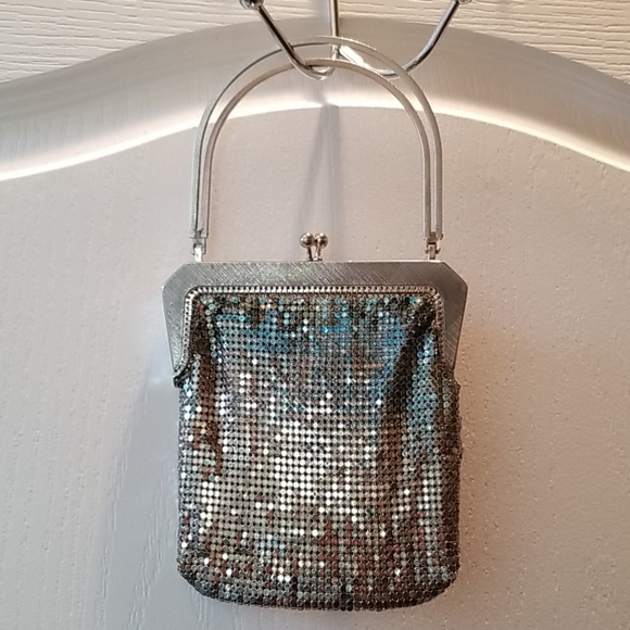 Vintage Handbags - Vintage Mesh Evening Bag with Matching Earrings